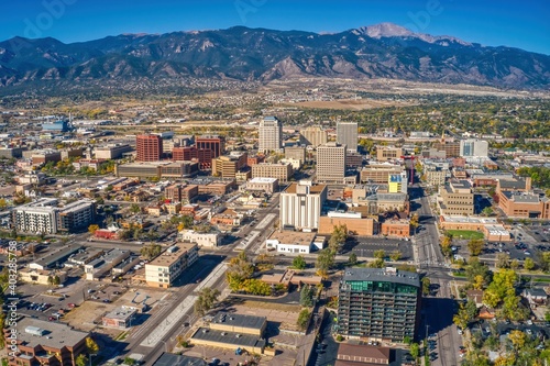 Принти на полотні Aerial View of Colorado Springs with Autumn Colors