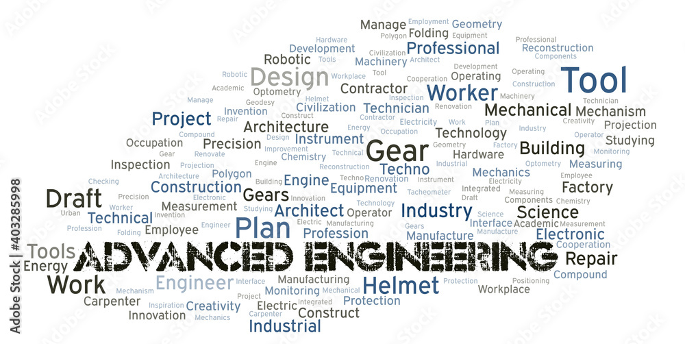 Advanced Engineering typography word cloud create with the text only