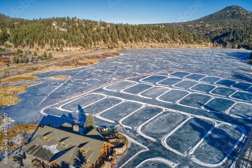 Photography Aerial View of Ice Skating Rinks in Evergreen, Colorado