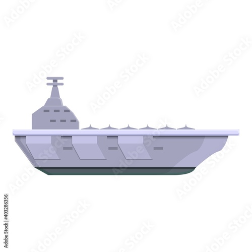 Aircraft carrier battleship icon. Cartoon of aircraft carrier battleship vector icon for web design isolated on white background