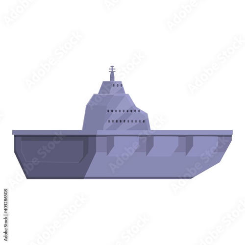 Aircraft carrier attack icon. Cartoon of aircraft carrier attack vector icon for web design isolated on white background