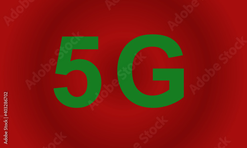Bezeichnung 5G in grün vor rotem Hintergrund mit radialen Verlauf