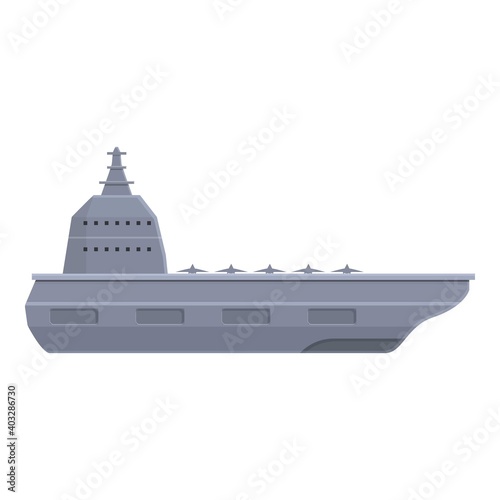 Aircraft carrier naval icon. Cartoon of aircraft carrier naval vector icon for web design isolated on white background