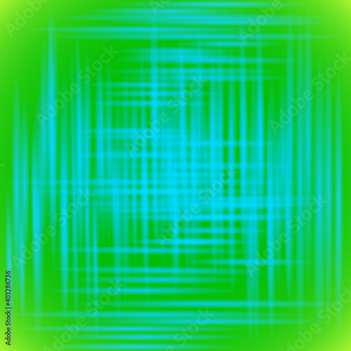 Abstract green background with blue shining lines. Decorative light design template jpeg illustration. Glitter cover with colored stripes