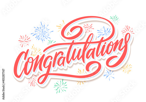 Congratulations. Vector hand drawn lettering banner.