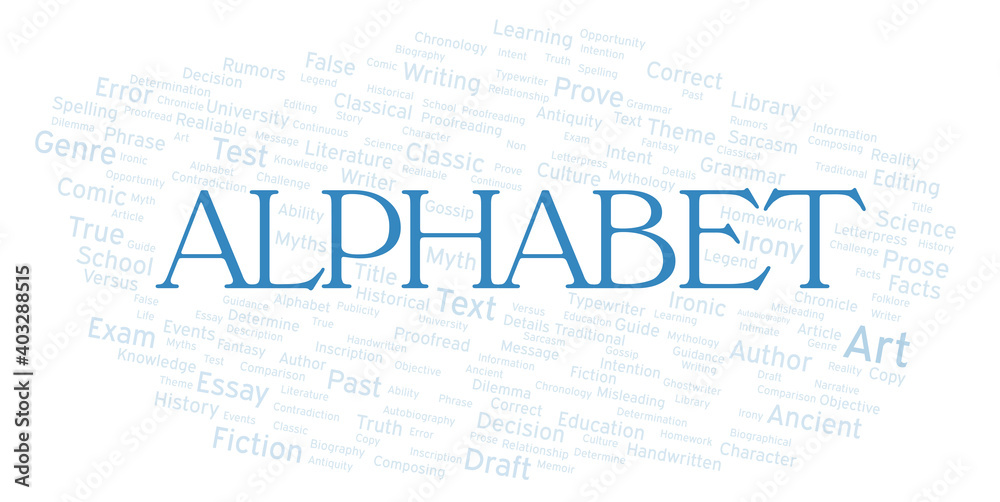Alphabet typography word cloud create with the text only Alphabet typography word cloud create with the text only