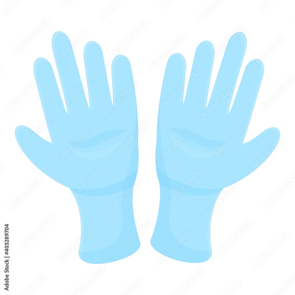 Safety medical gloves icon. Cartoon of safety medical gloves vector icon for web design isolated on white background Safety medical gloves icon. Cartoon of safety medical gloves vector icon for web design isolated on white background
