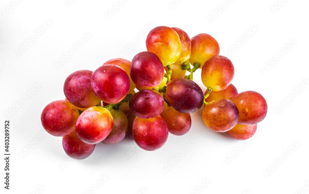 pink grapes macro photo on a white background