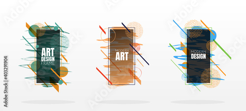 Vector illustration. Geometric fame backgrounds for text. Modern art graphic. Bright acidic colors. Element for design business cards, invitations, gift cards, flyers and brochures