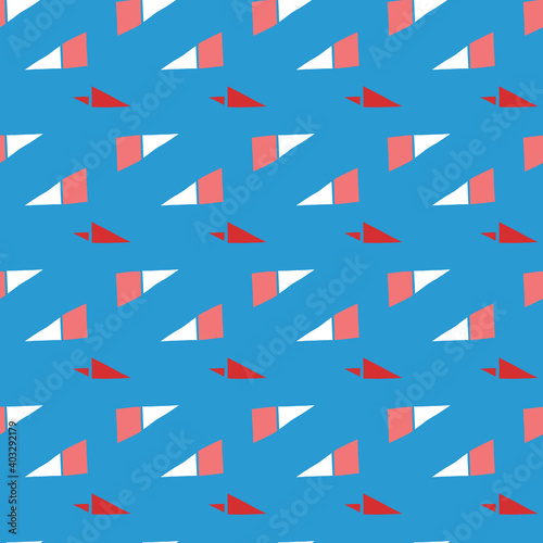 Vector seamless texture background pattern. Hand drawn, blue, red, white colors.