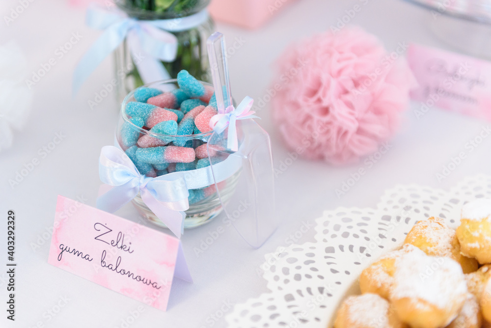 Tasty bubble gum jellies on a wedding candy bar Tasty bubble gum jellies on a wedding candy bar