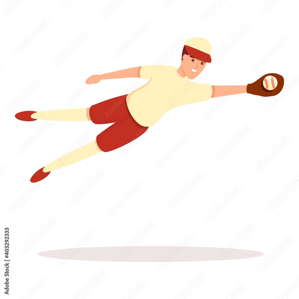 Baseball player jump icon. Cartoon of baseball player jump vector icon for web design isolated on white background Baseball player jump icon. Cartoon of baseball player jump vector icon for web design isolated on white background