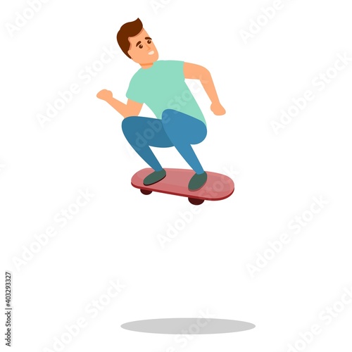 Boy skateboarding jump icon. Cartoon of boy skateboarding jump vector icon for web design isolated on white background