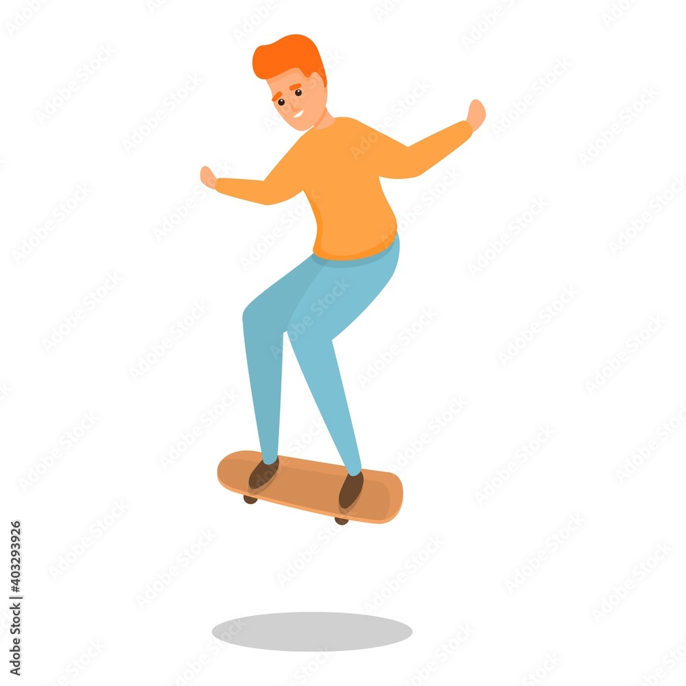 Skateboarding travel trick icon. Cartoon of skateboarding travel trick vector icon for web design isolated on white background Skateboarding travel trick icon. Cartoon of skateboarding travel trick vector icon for web design isolated on white background