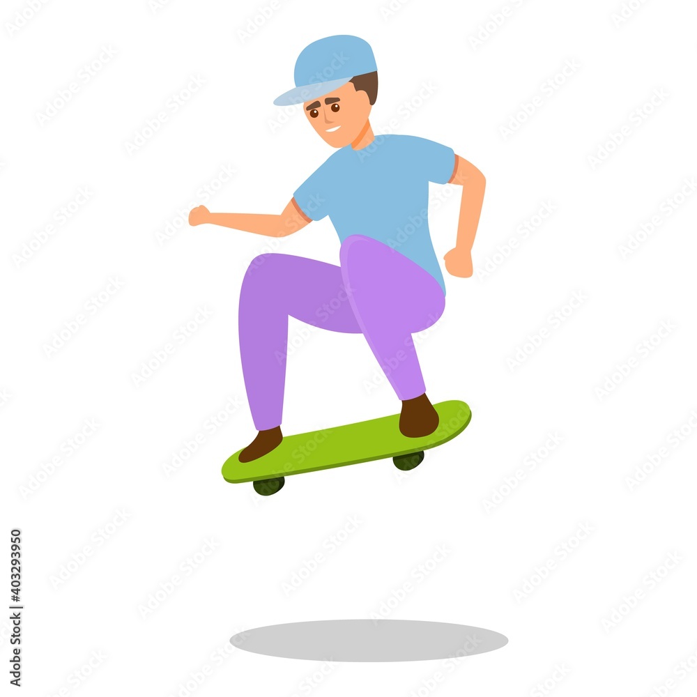 Obraz premium Skateboarding kid jump icon. Cartoon of skateboarding kid jump vector icon for web design isolated on white background