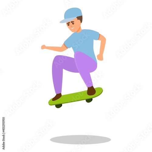 Skateboarding kid jump icon. Cartoon of skateboarding kid jump vector icon for web design isolated on white background