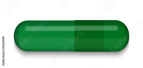 Green Medical pill on white background. Virus capsule. The medicine. Vector I...