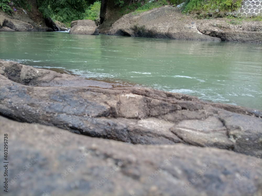 beautiful panoramic river with rocks