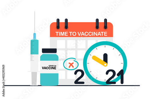 Time to vaccinate 2021 concept.Coronavirus vaccination concept. Vector Illustration EPS10