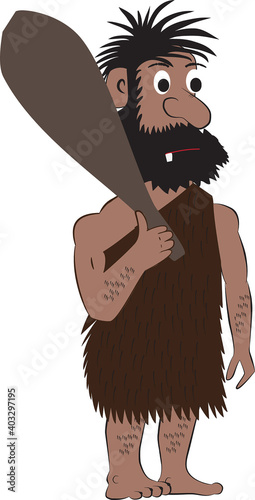 vector caricature of primitive man