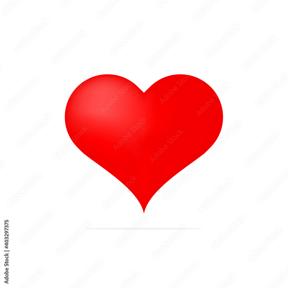 Red heart illustration. Vector love symbol isolated on white background.