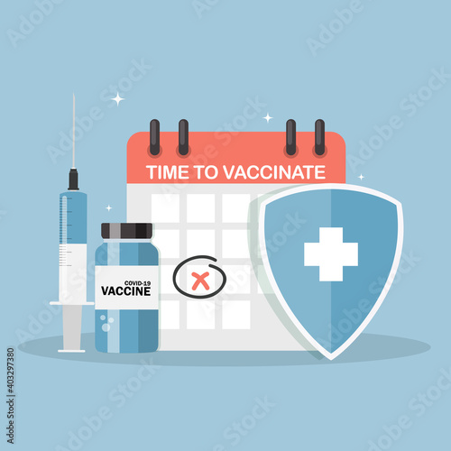 Time to vaccinate 2021 concept.Coronavirus vaccination concept. Vector Illustration EPS10
