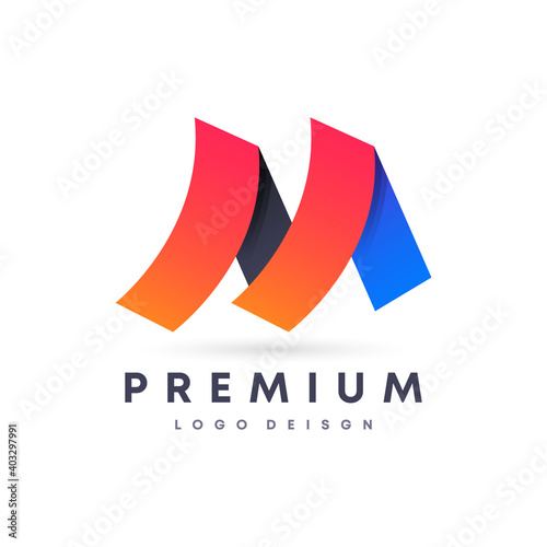 Colorful attractive gradient style initial Letter M vector logo design symbol for your brand and company