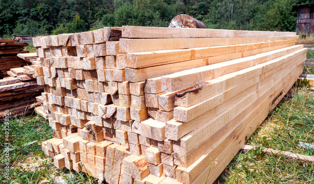 stack of fresh lumber. pile of timber 50x50. sawmill stack of fresh lumber. pile of timber 50x50. sawmill