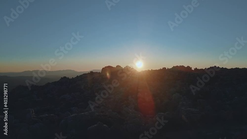 Sunset or sunrise view with karstic landscape