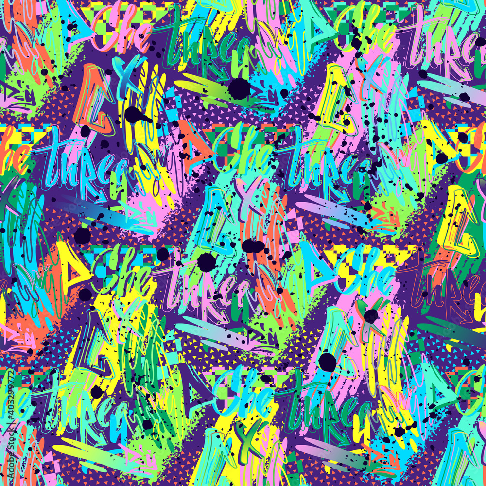 Abstract seamless vector pattern for girls, boys, clothes. Creative background with dots, geometric figures Funny wallpaper for textile and fabric. Fashion style. Colorful bright. Abstract seamless vector pattern for girls, boys, clothes. Creative background with dots, geometric figures Funny wallpaper for textile and fabric. Fashion style. Colorful bright.