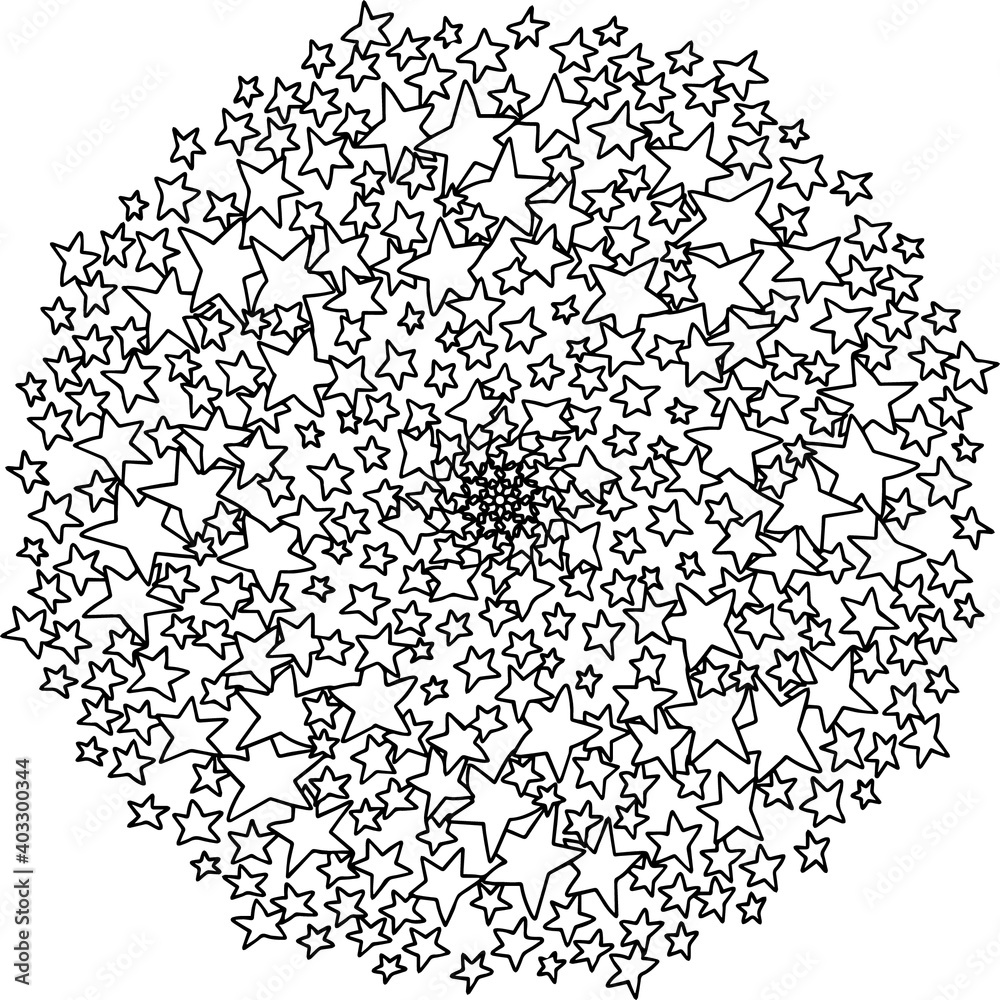 mandala star space lined doodle coloring book page black and white background