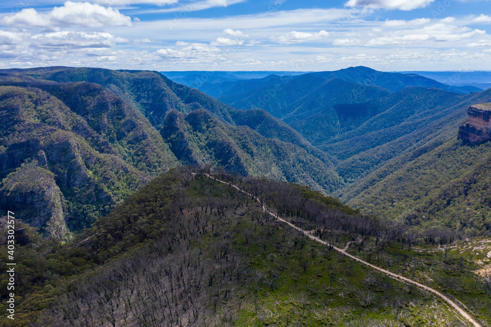 Aerial view of Kanangra-Boyd National Park in regional Australia Aerial view of Kanangra-Boyd National Park in regional Australia
