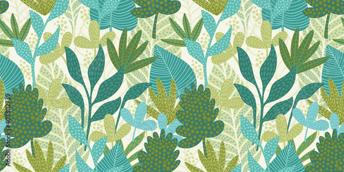 Artistic seamless pattern with abstract leaves. Modern design for paper, cover, fabric, interior decor and other.