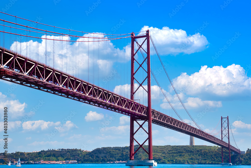 Lisbon, Landmark suspension 25 of April bridge.