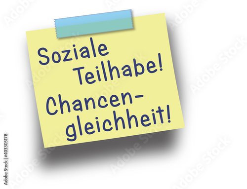 Soziale Teilhabe, Chancengleichheit, Notiz