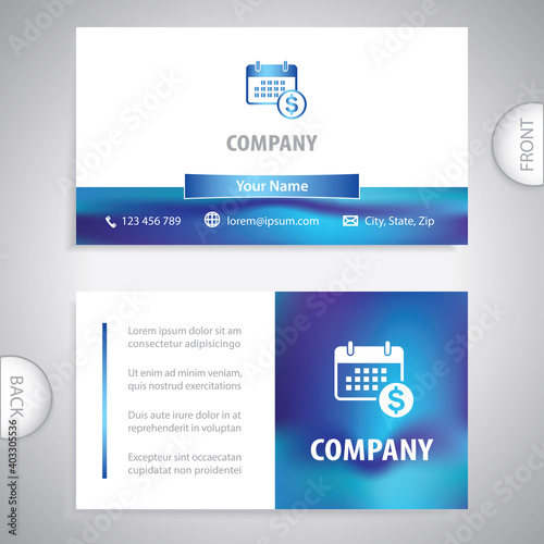 Business card template. Financial advice. A planning calendar. Business people, human resources, office management.