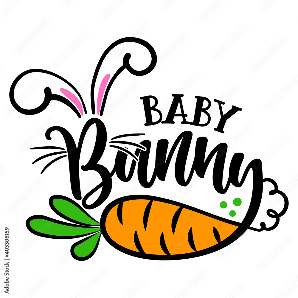 Baby Bunny - Cute Easter bunny design, funny hand drawn doodle, cartoon Easter rabbit. Good for Easter clothes, poster or t-shirt textile graphic design. Vector hand drawn illustration.