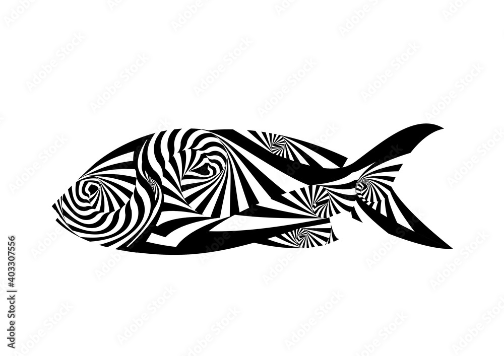 design for decoration with abstract pieces forming a tropical fish design for decoration with abstract pieces forming a tropical fish