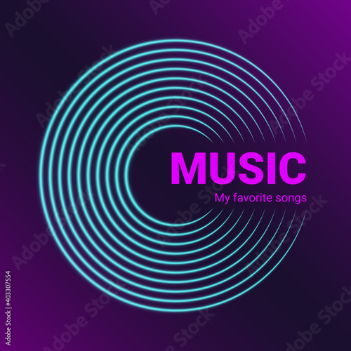 Vinyl music record. Design of retro audio disk. Vintage gramophone disc with cover mockup. Vector illustration