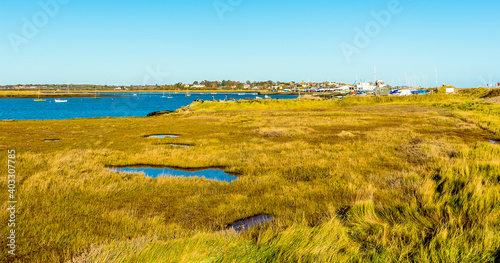 A view across the river Alde close to the town of Aldeburgh, Suffolk photo