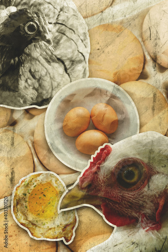 Chicken Egg Concept Collage