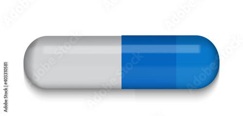 Red Medical pill on white background. Virus capsule. The medicine. Vector Illustration. EPS10