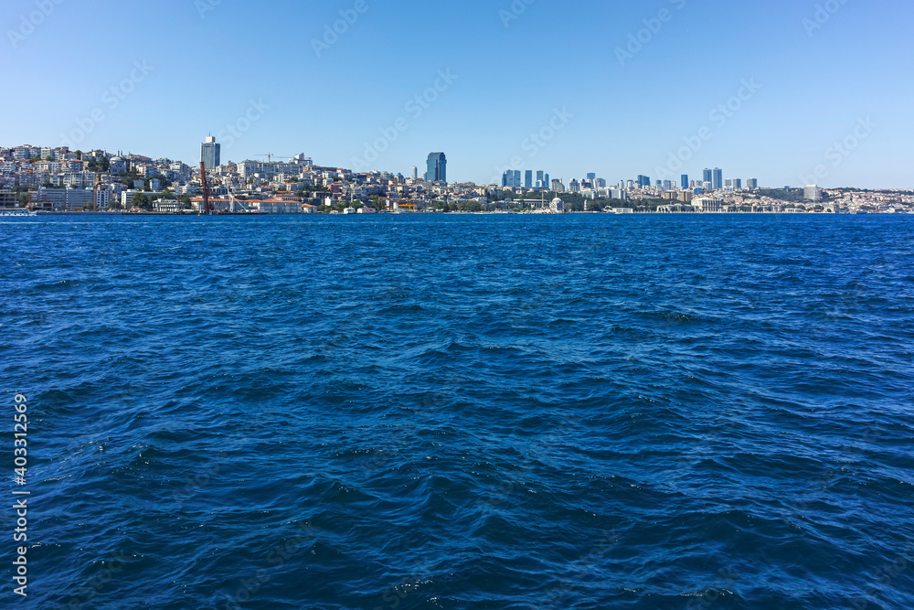 Panorama from Bosporus and Golden Horn in city of Istanbul
