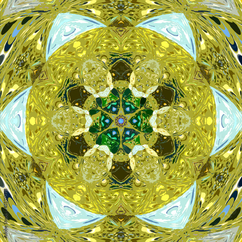 Abstract sunny mandala. Decorative summer design arabesque tile