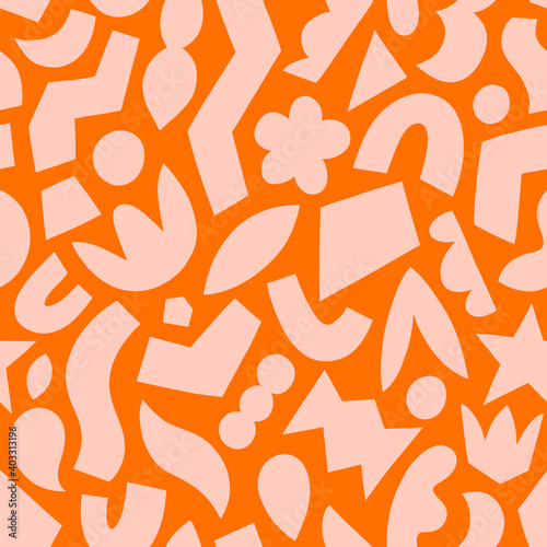 Paper cut out fun abstract shapes  vector pattern