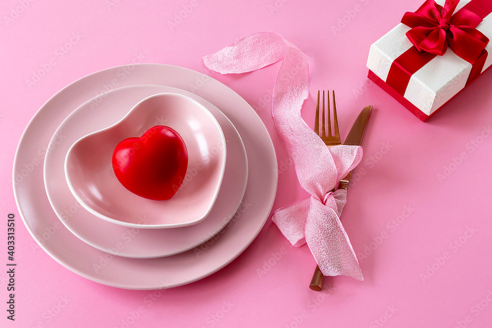 Table setting for valentine's day or 8 march. Selective focus. Copy space. Table setting for valentine's day or 8 march. Selective focus. Copy space.