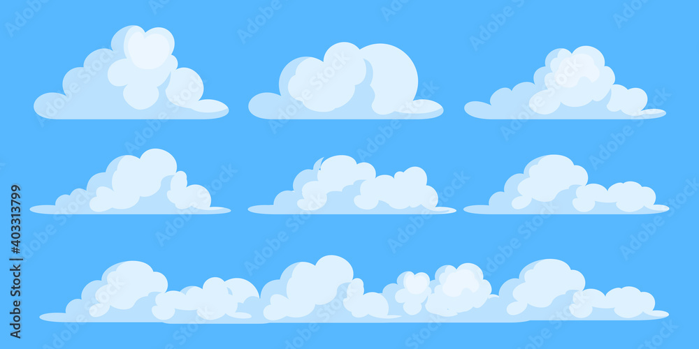 Set of cartoon clouds Set of cartoon clouds