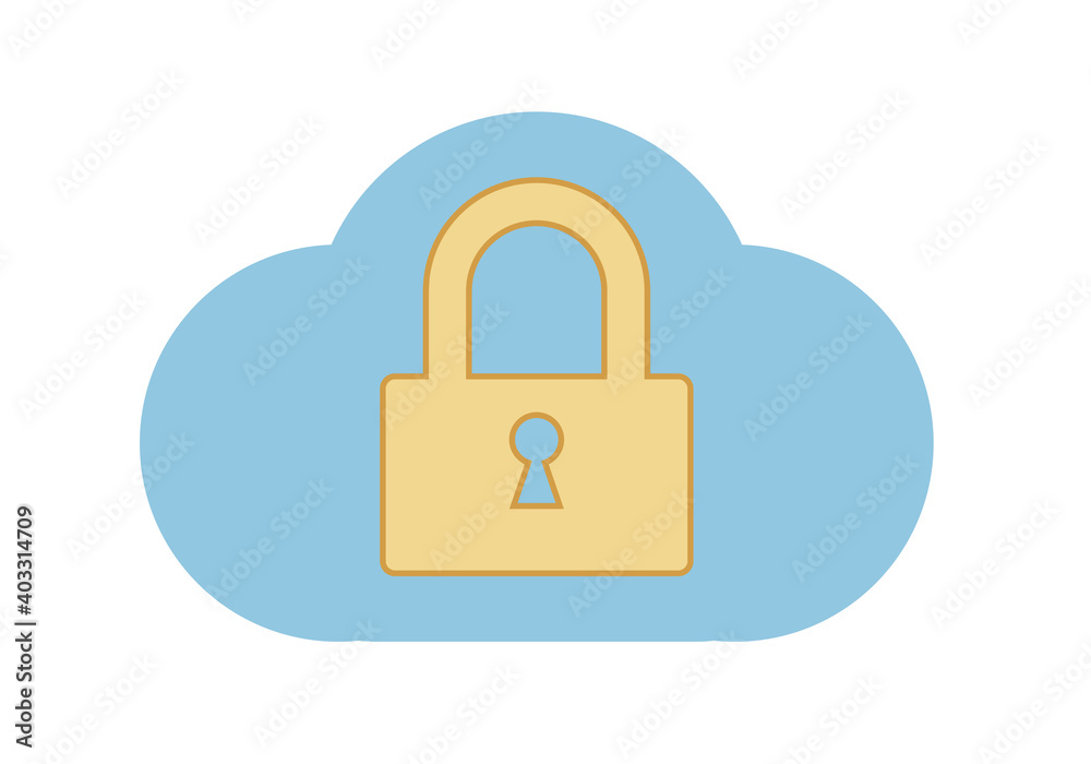 Nube con candado por la protección de datos en internet. Nube con candado por la protección de datos en internet.