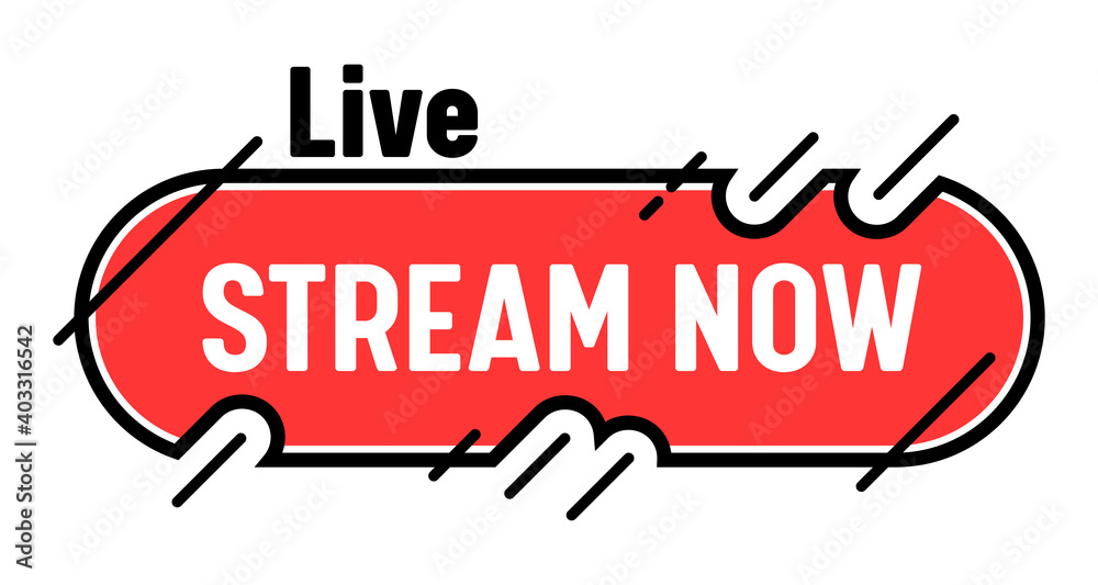 Stream Now Banner, Live Streaming Tv Screen Emblem. Radio Broadcasting or  Video News Online Channel, Live Stream Event Stock Vector | Adobe Stock