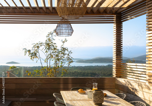 Breakfast wooden porch with Sea view 